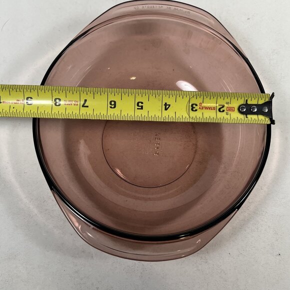 Vtg USA Pyrex D-20 Cranberry Round Casserole Dish 2 L (2.11 qt) no lid - Picture 6 of 7